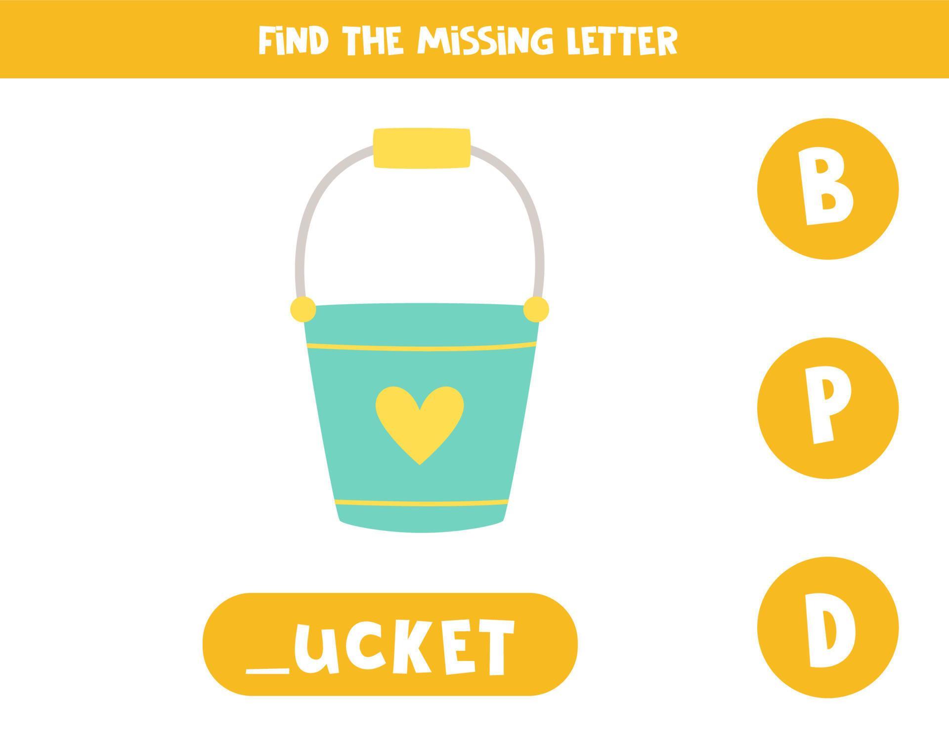 Find missing letter with carton bucket. Spelling worksheet. 17749048