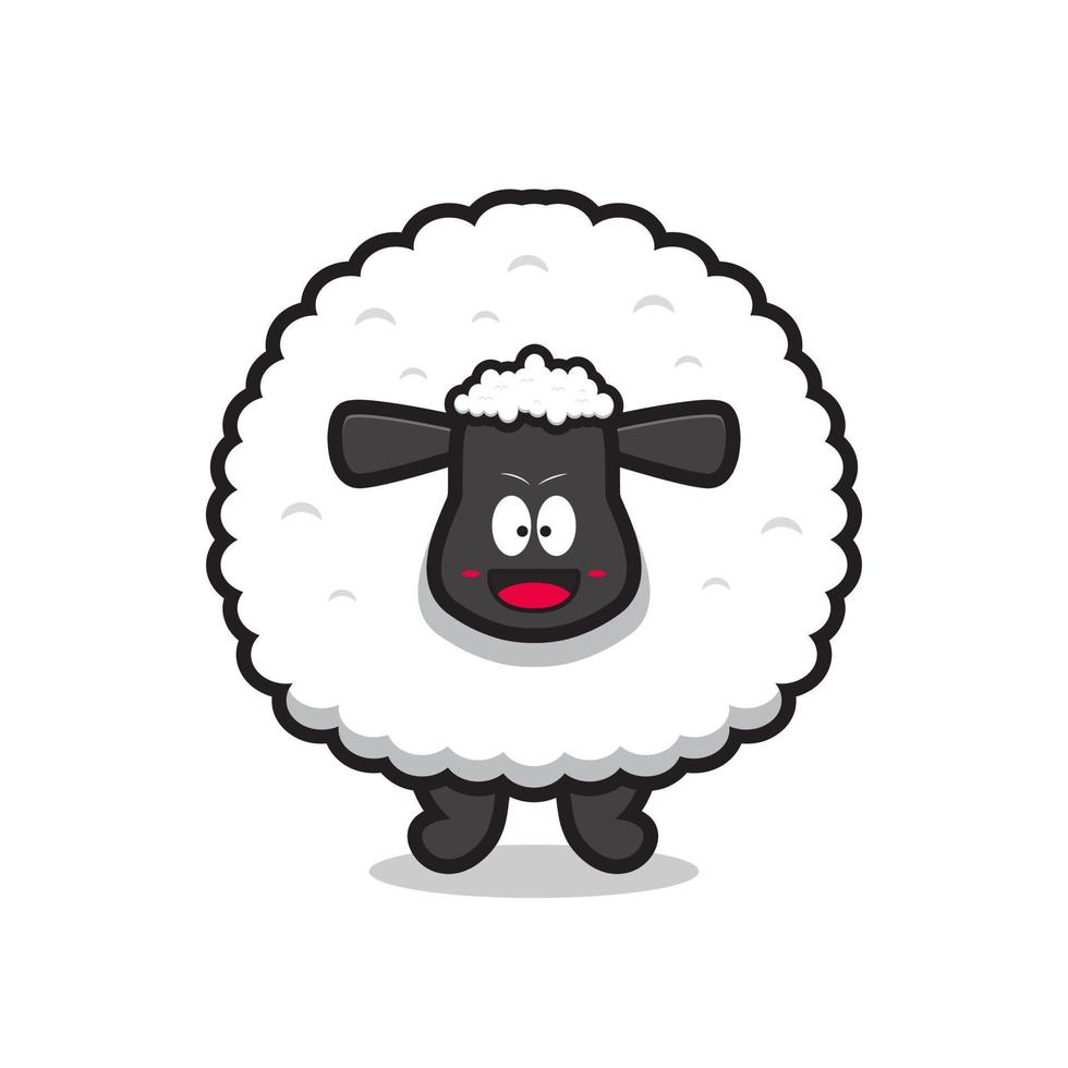 cute happy sheep mascot character vector