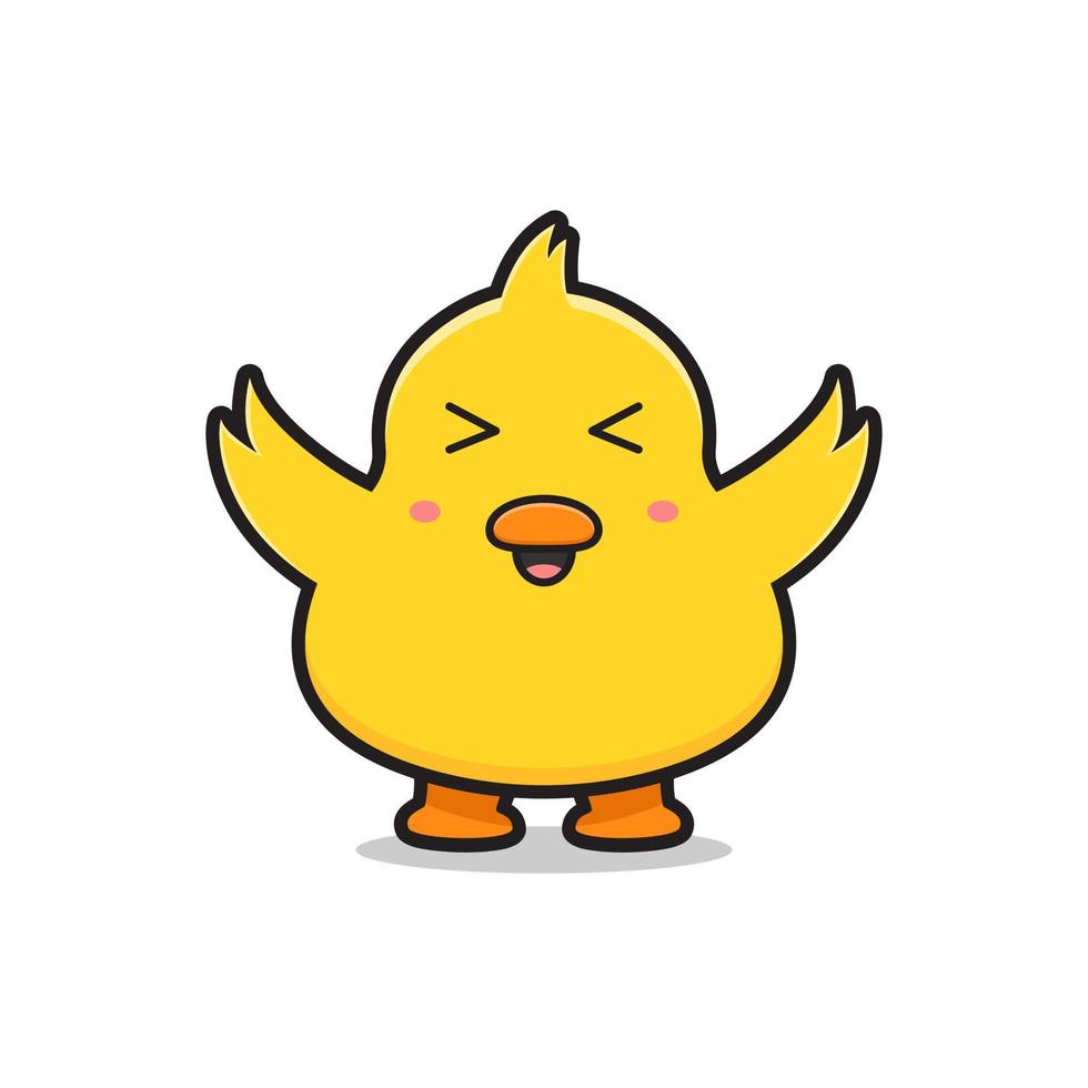 Cute chick mascot character doodle cartoon icon illustration flat cartoon style design vector