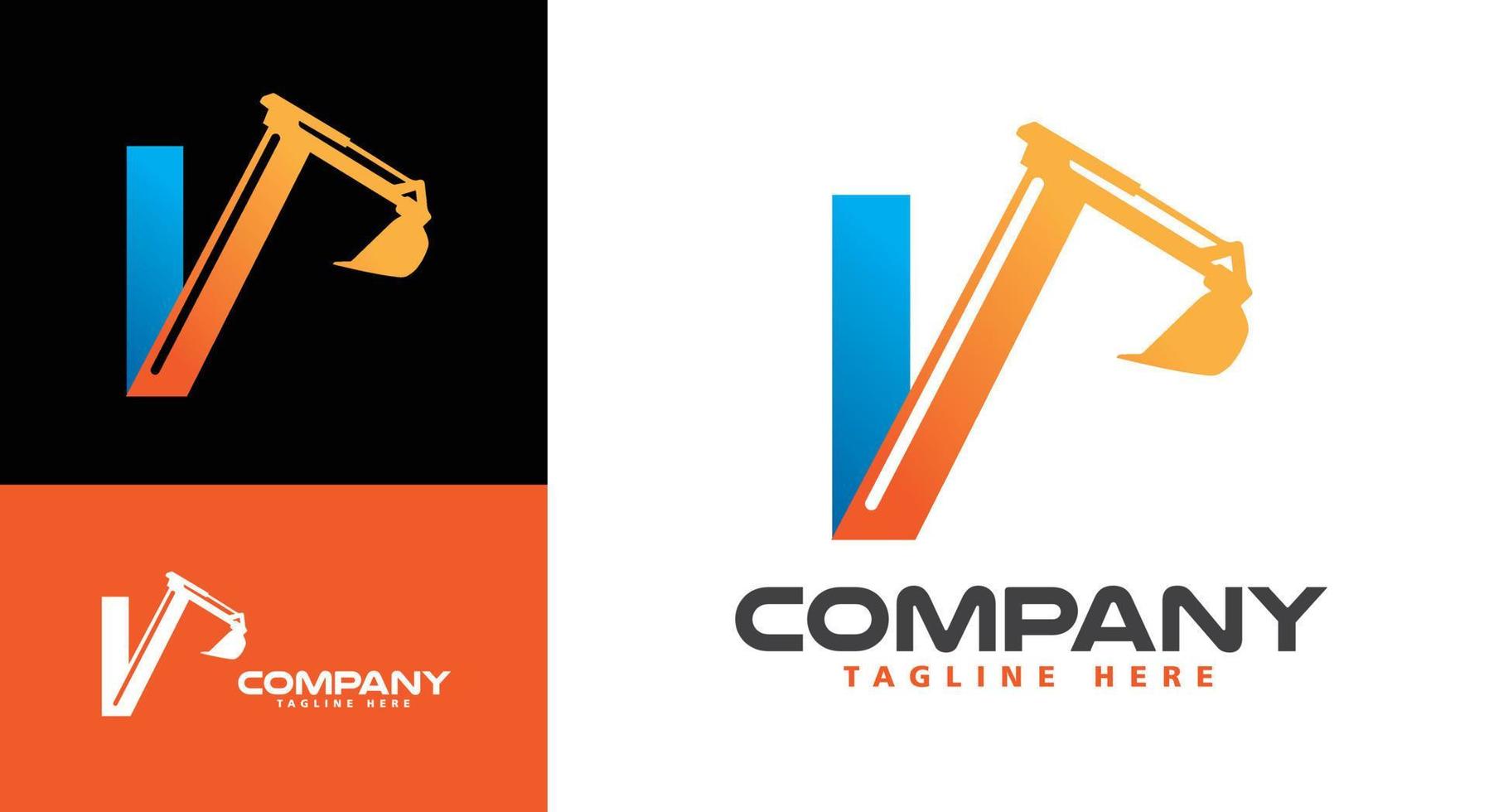 Letter I Excavator Logo vector