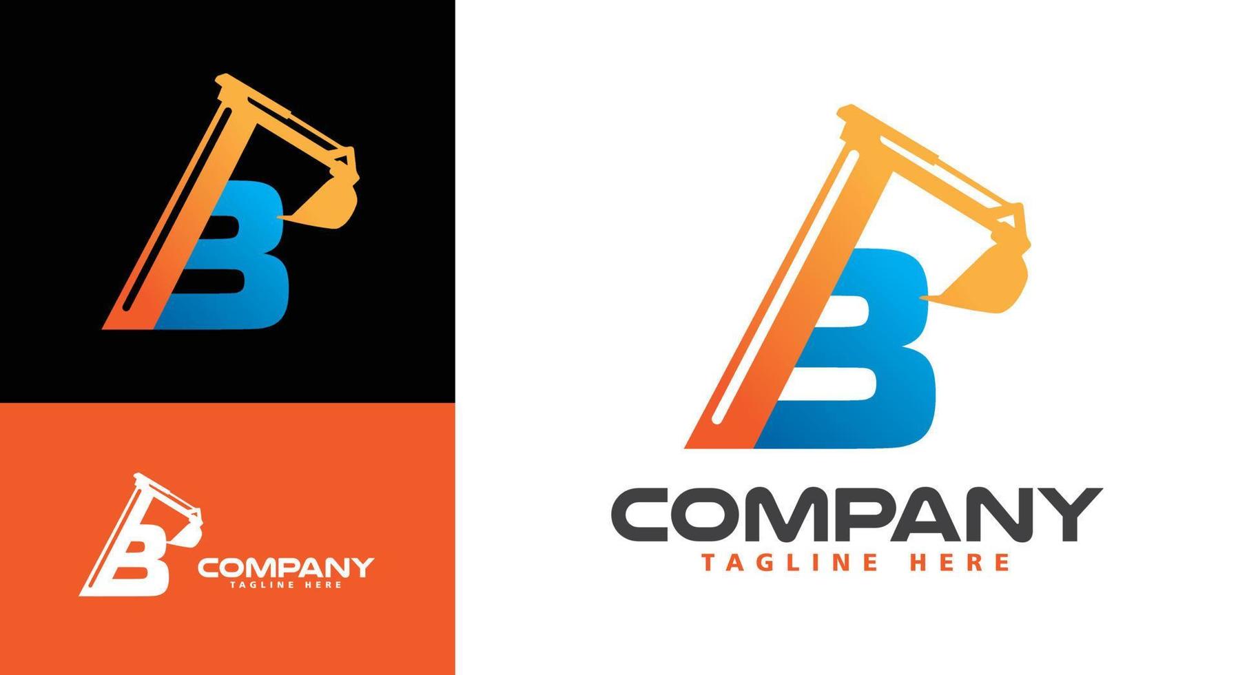 Letter B Excavator Logo vector