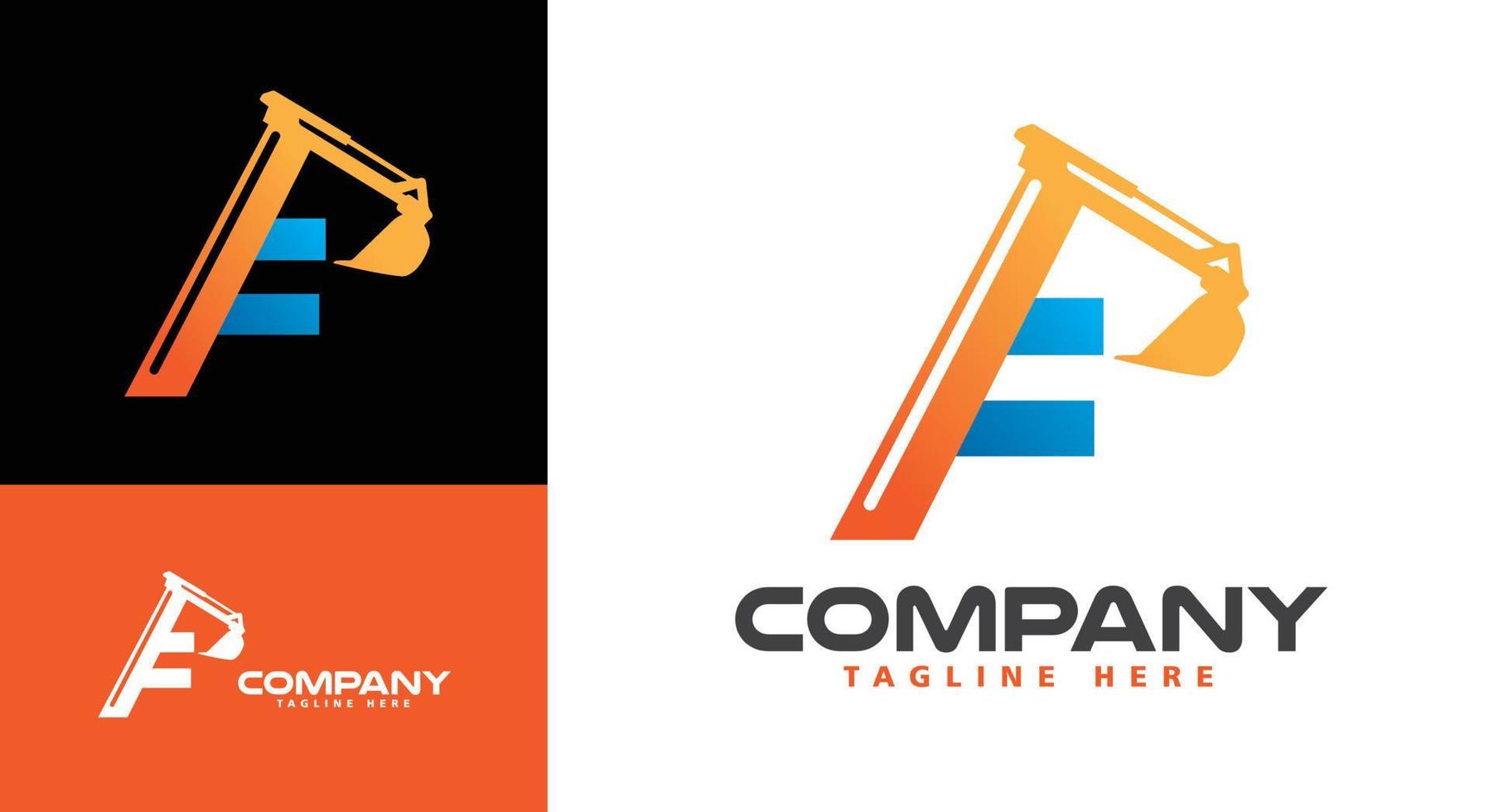 Letter F Excavator Logo vector