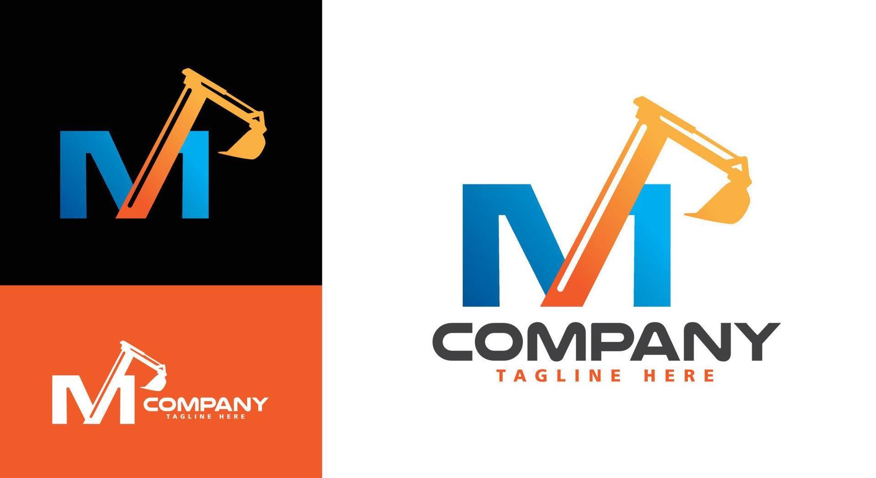 Letter M Excavator Logo vector