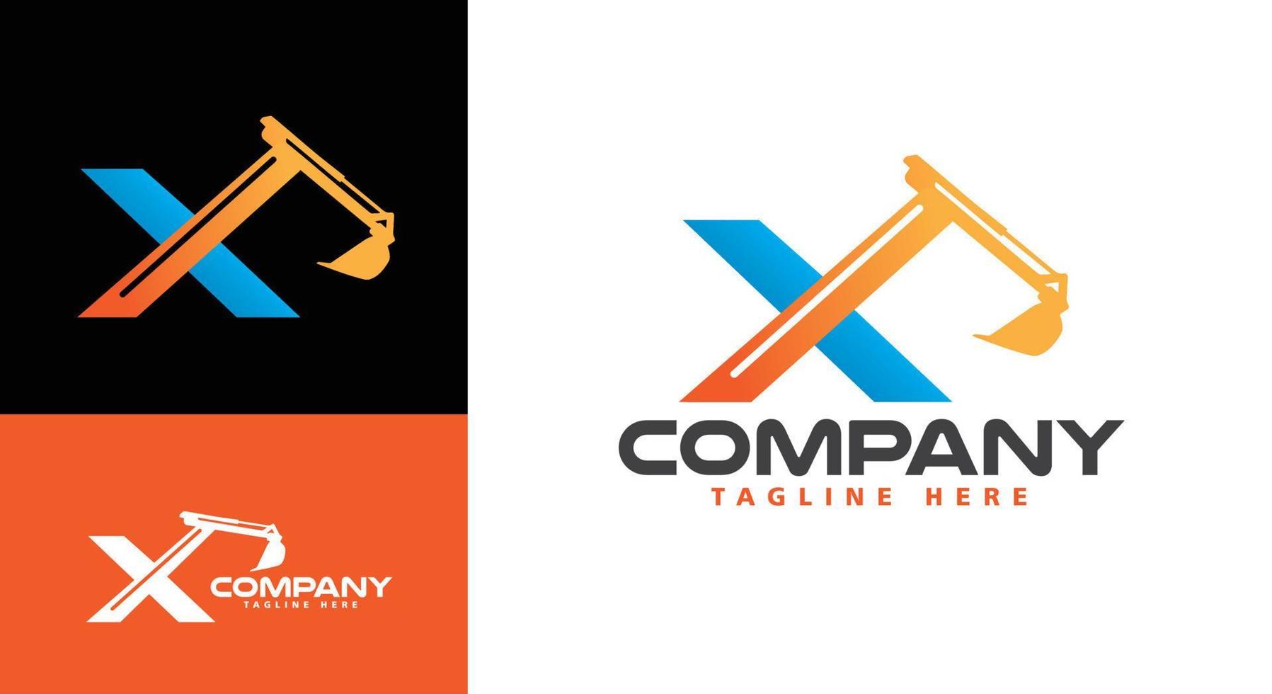Excavator X Letter Logo vector
