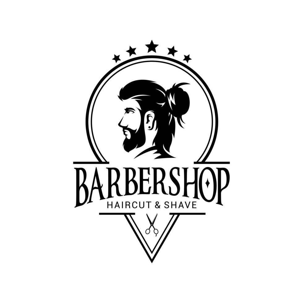 barbería logo vector plantilla versión 13