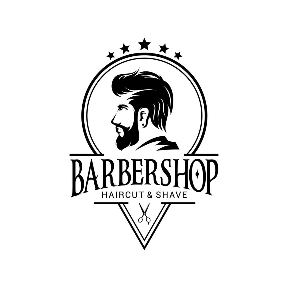 barbería logo vector plantilla versión 7