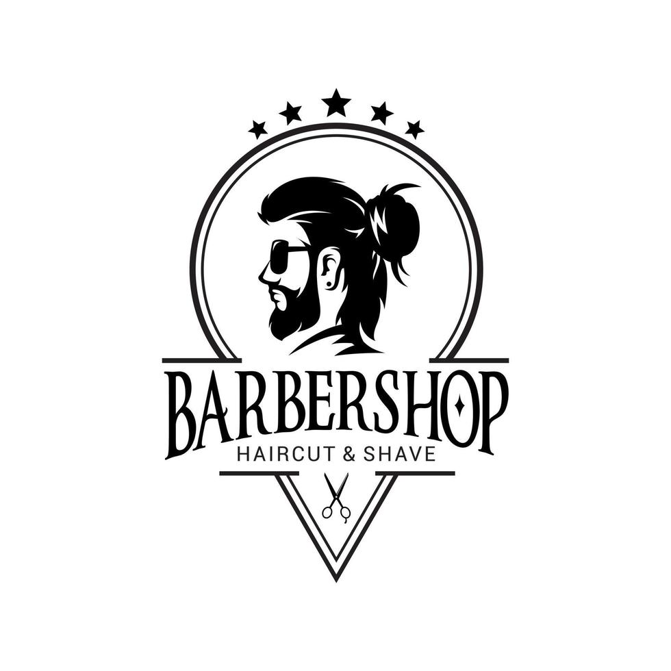 barbería logo vector plantilla versión 9