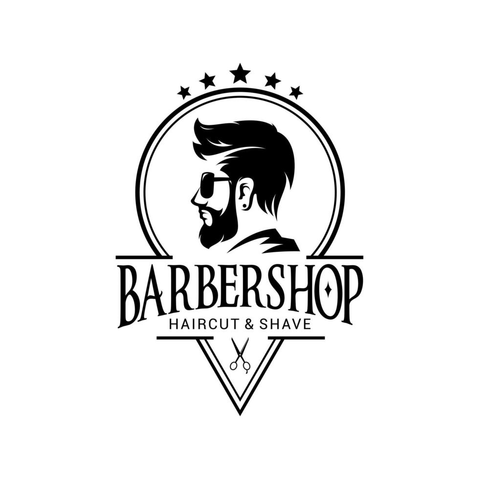 barbería logo vector plantilla versión 6