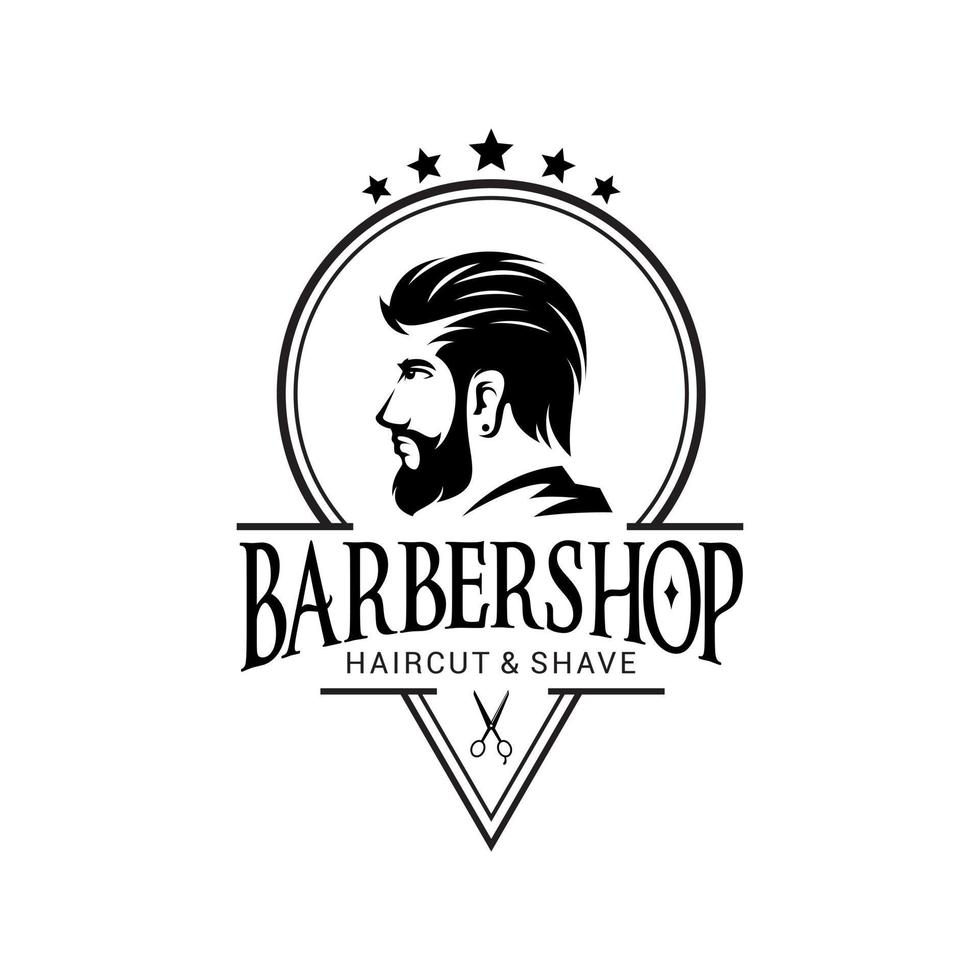 barbería logo vector plantilla versión 2