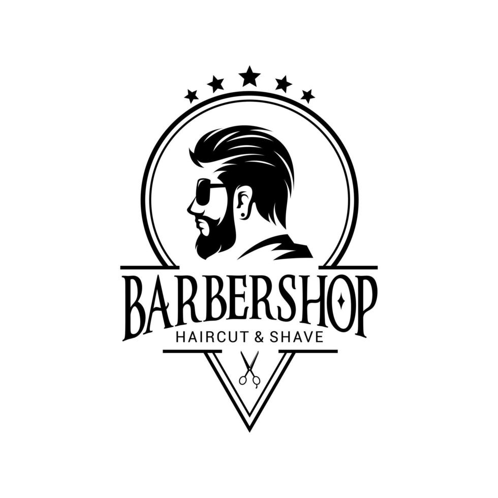 barbería logo vector plantilla versión 4