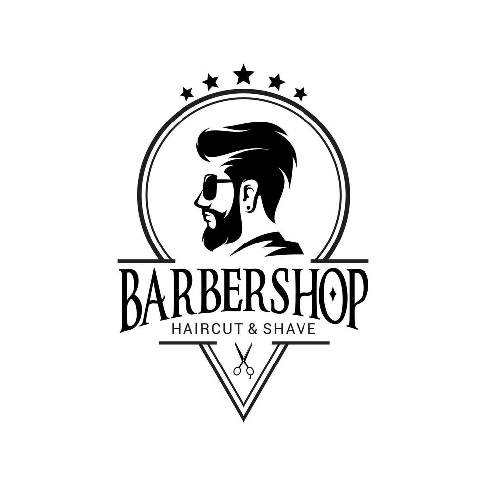 barbería logo vector plantilla versión 14