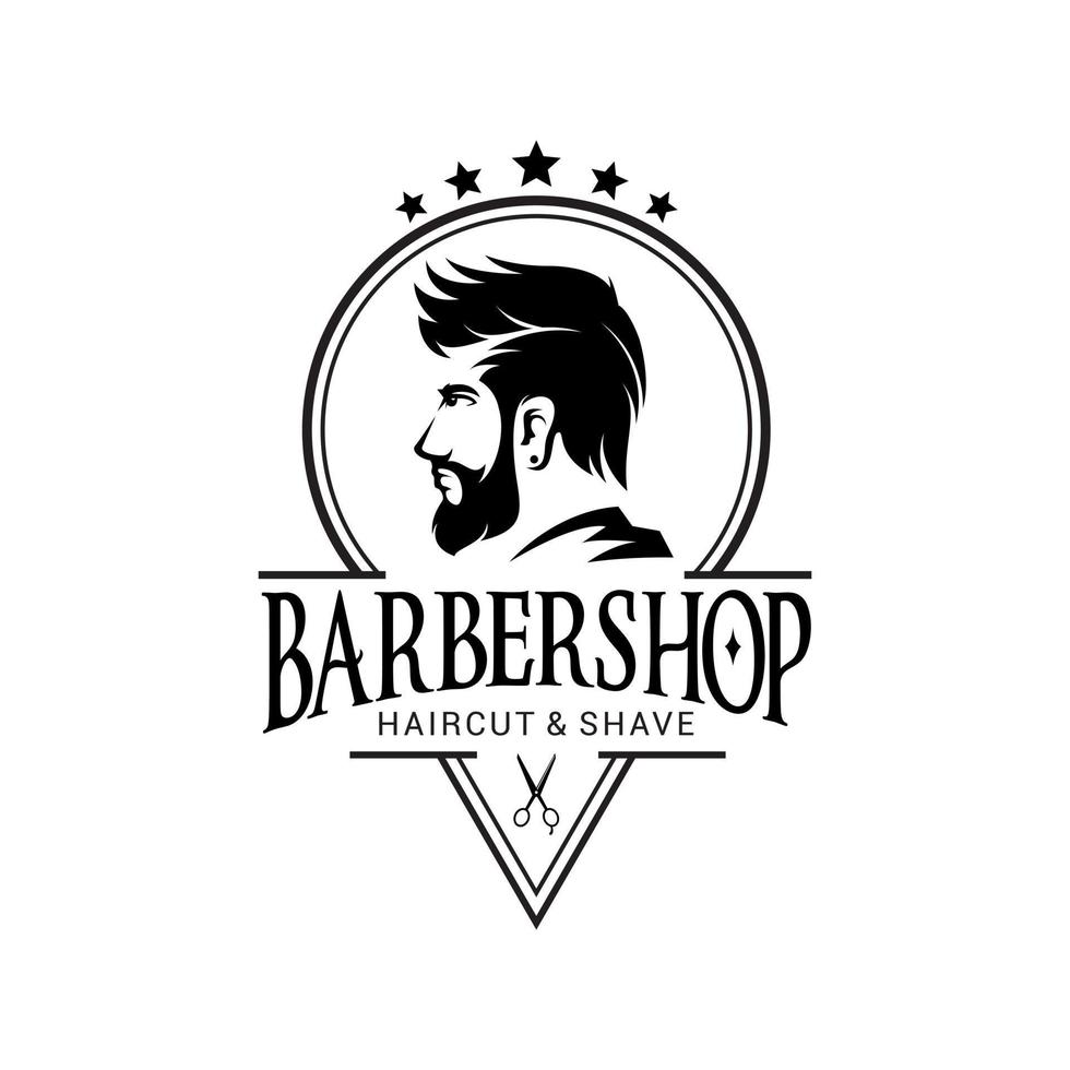 barbería logo vector plantilla versión 11