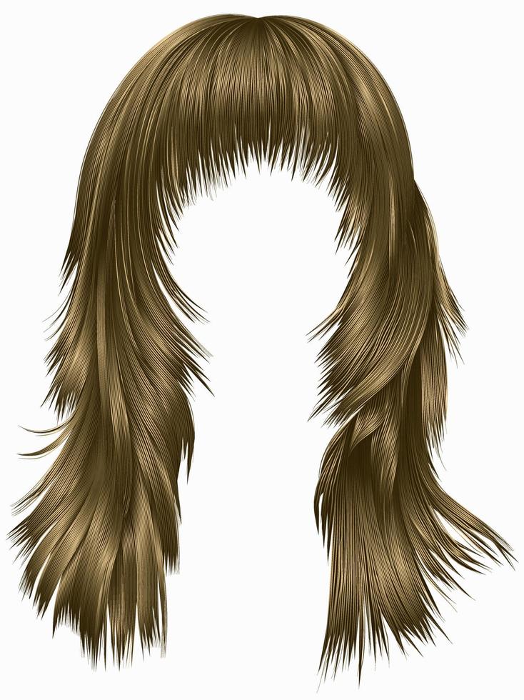 trendy woman long hairs brown blonde beige colors .  beauty fashion .  realistic 3d vector