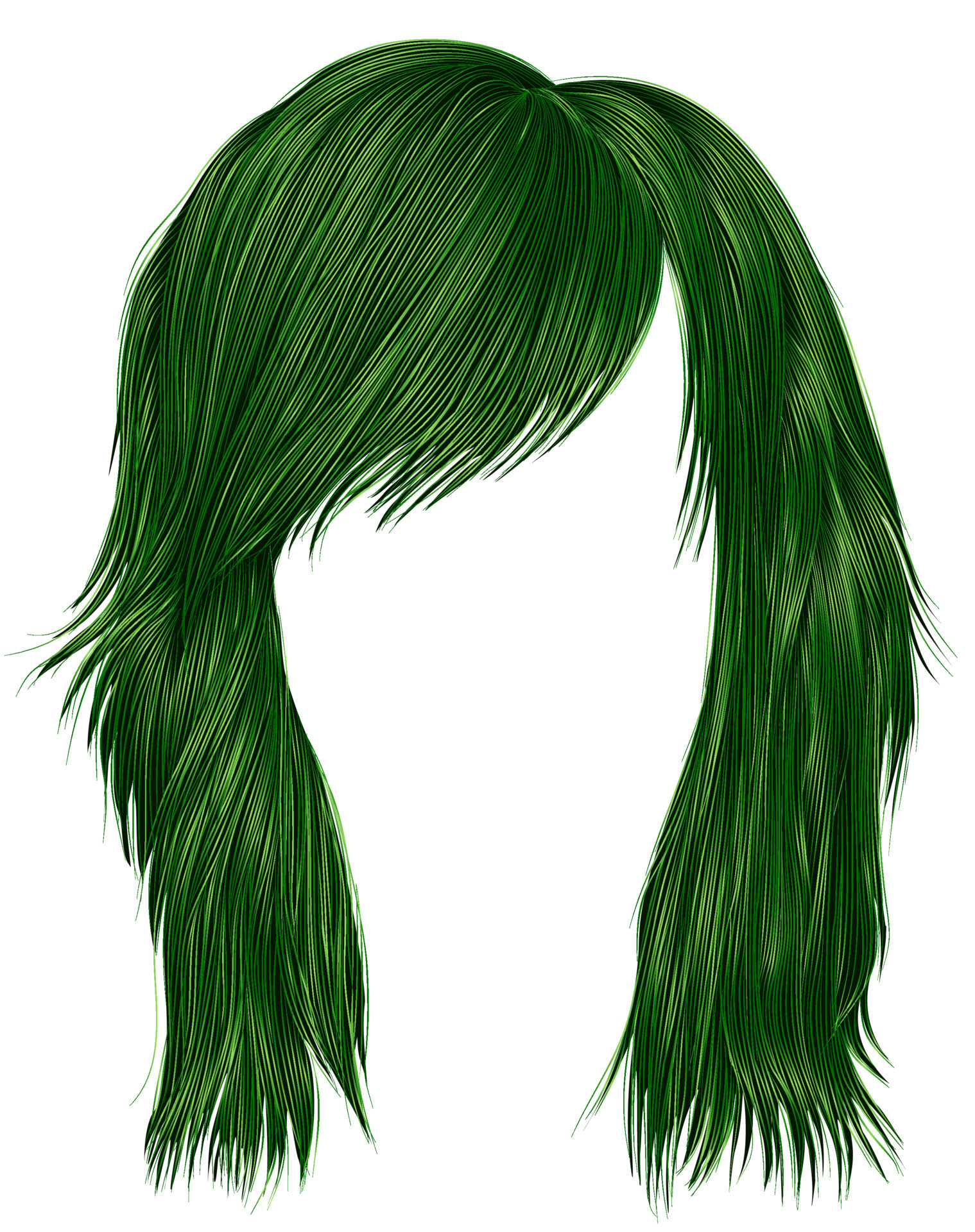 trendy woman hairs green color . medium length . beauty style