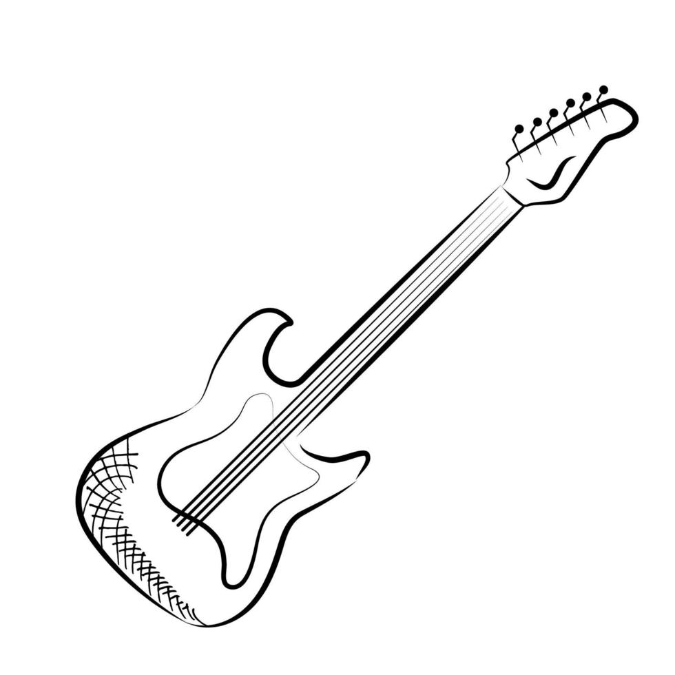 contorno, guitarra, icono vector