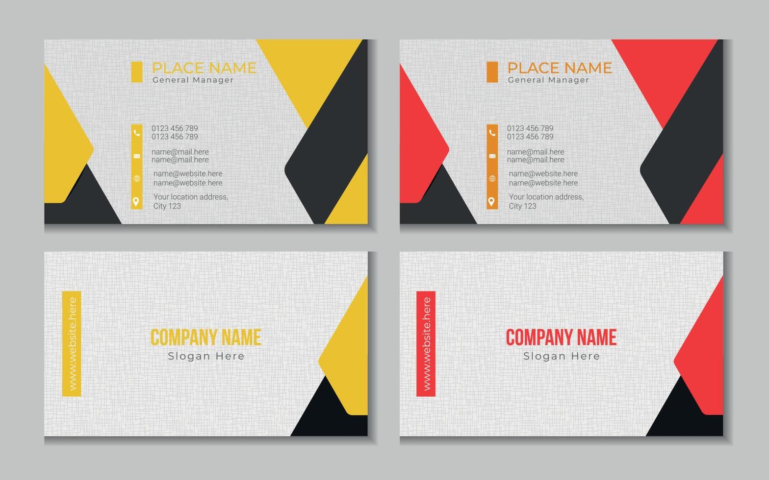 Vector printable and editable horizontal double sided clean modern corporate business card template design