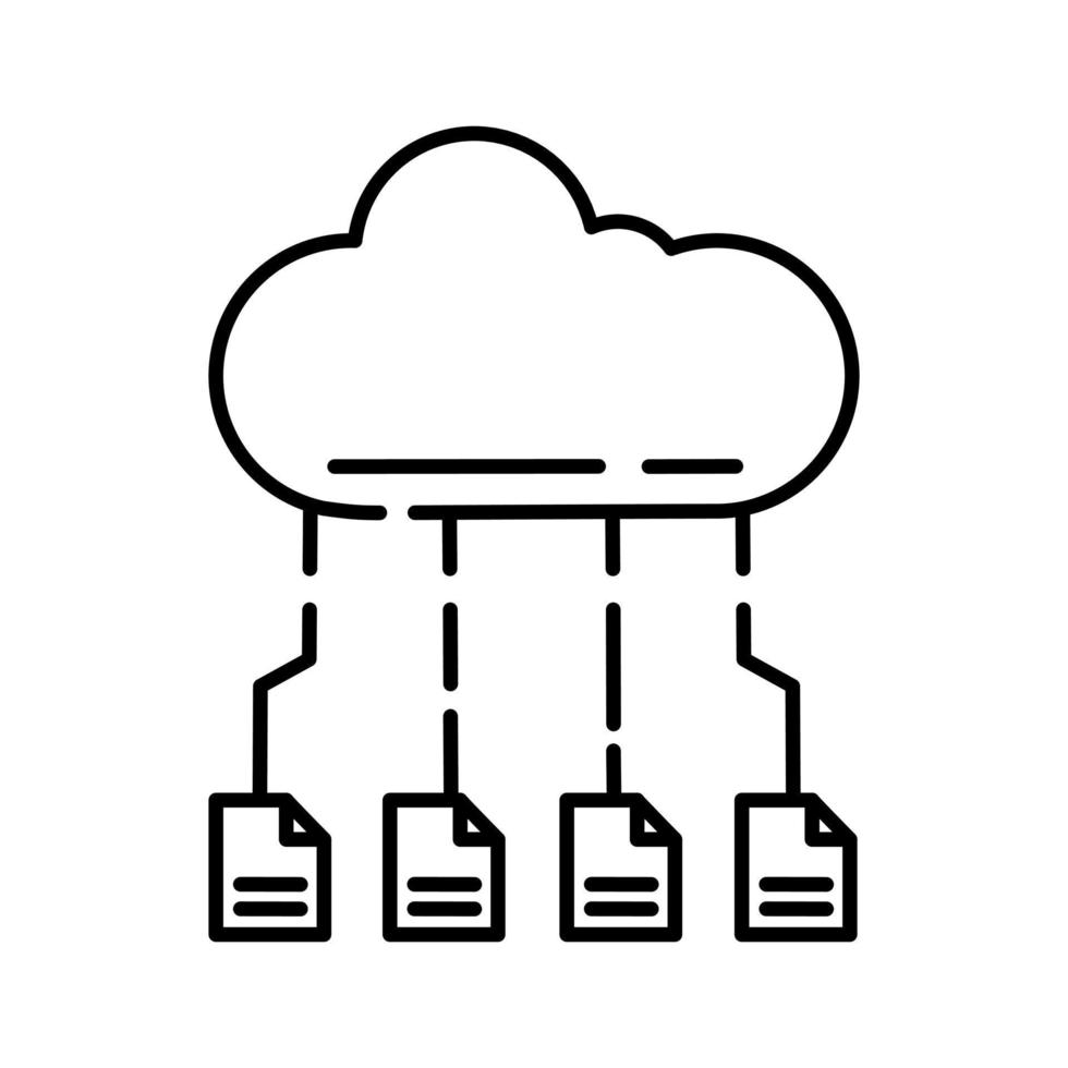 Digital cloud storage outline icon vector