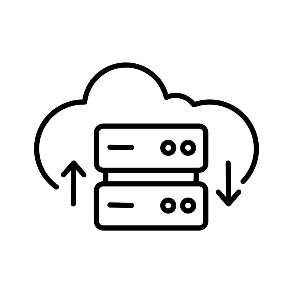 Cloud data base outline icon vector