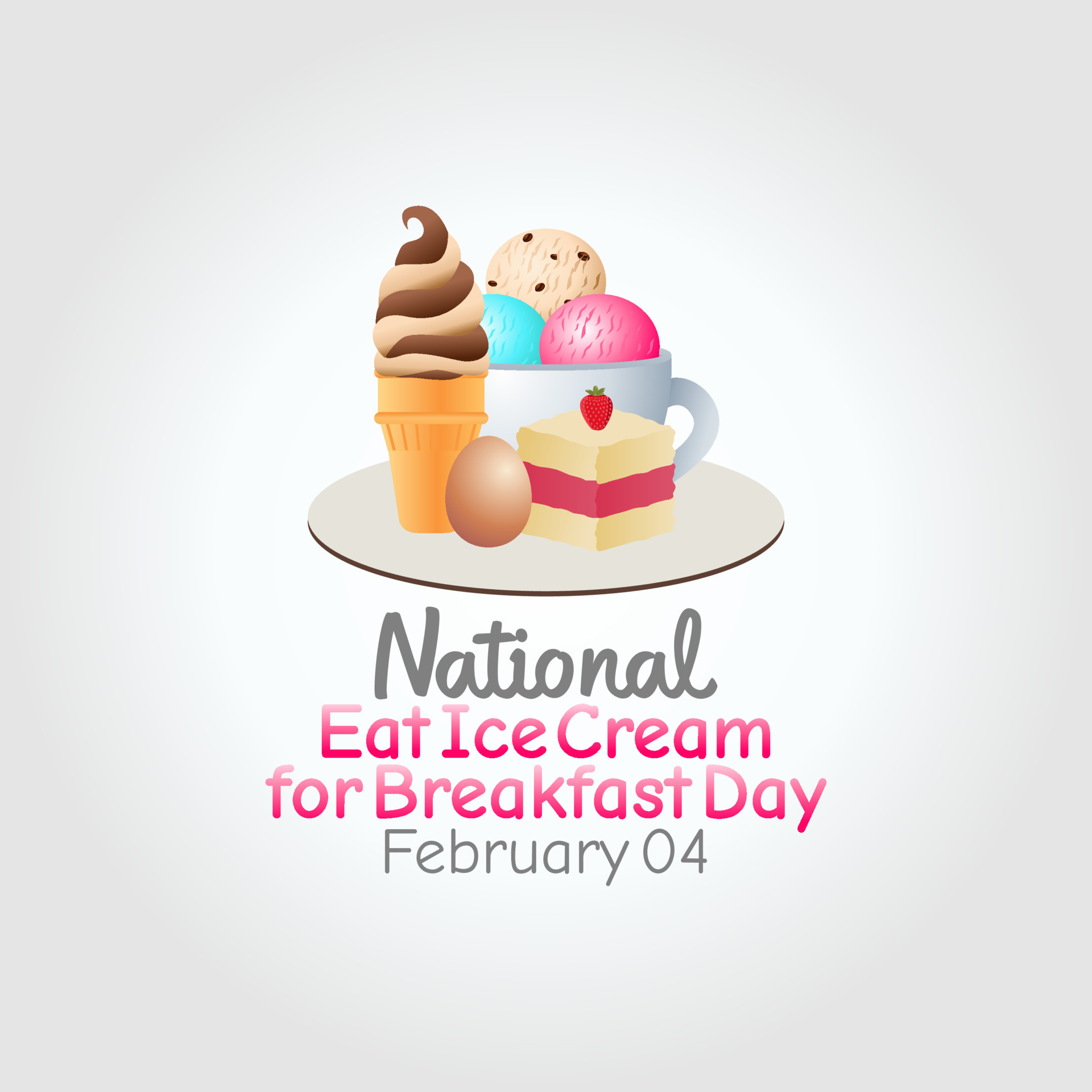 vector graphic of national eat ice cream for breakfast day good for