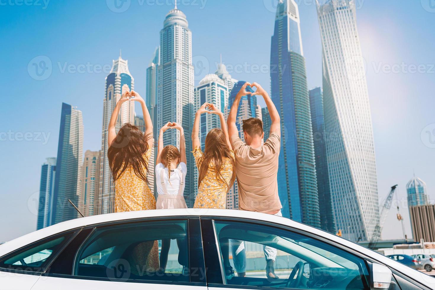 Summer car trip and young family on vacation photo