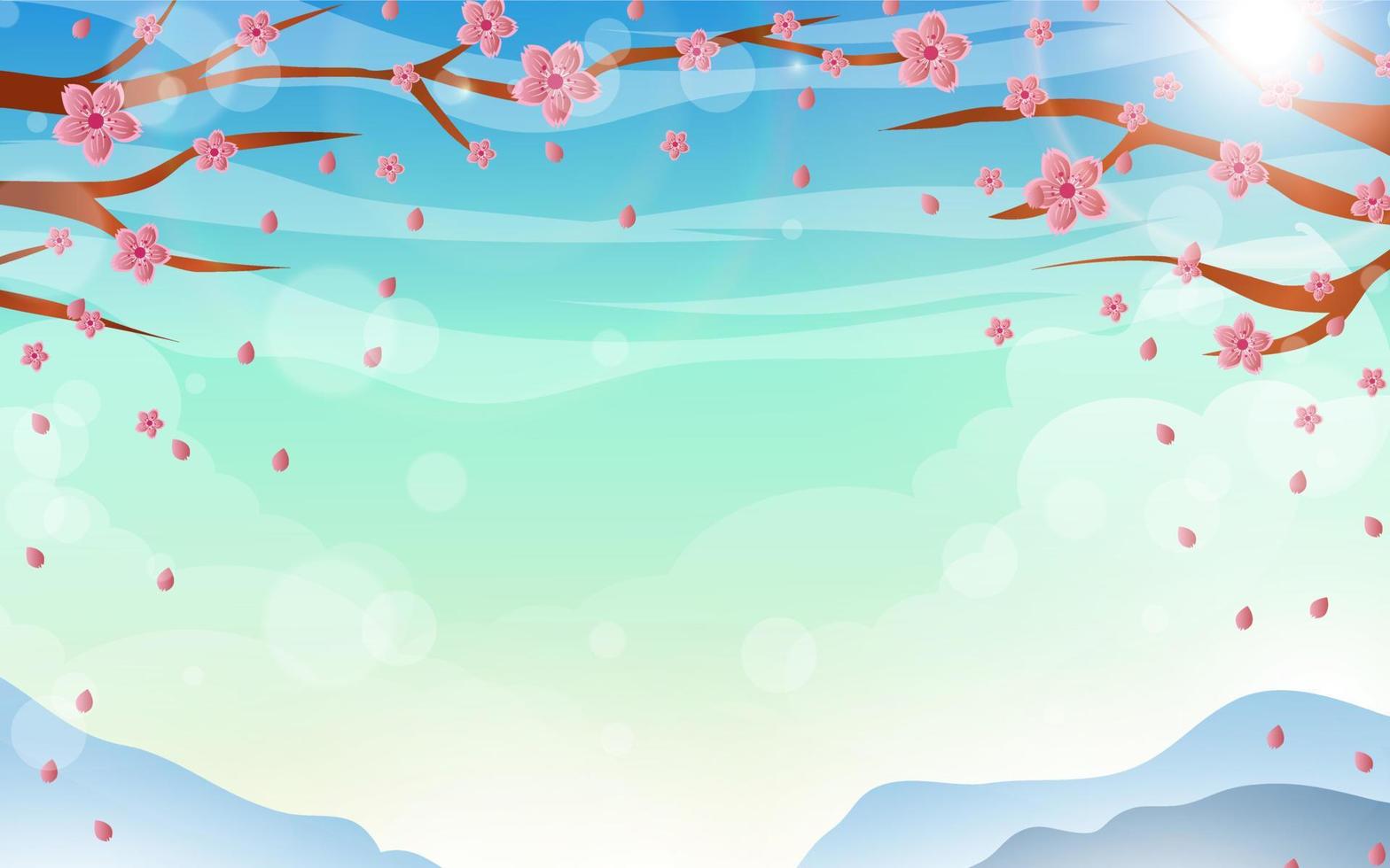 Beauty of Bloomy Cherry Blossom with Sky Background vector