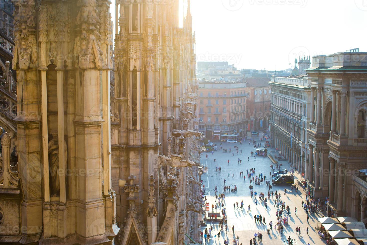 Beautiful view from the rooftop of Duomo cathedral, Milan, Italy photo