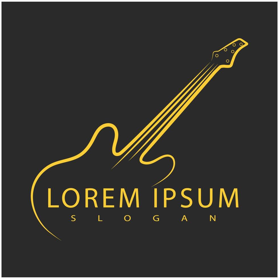 símbolo y vector de diseño de logotipo de ilustración de guitarra