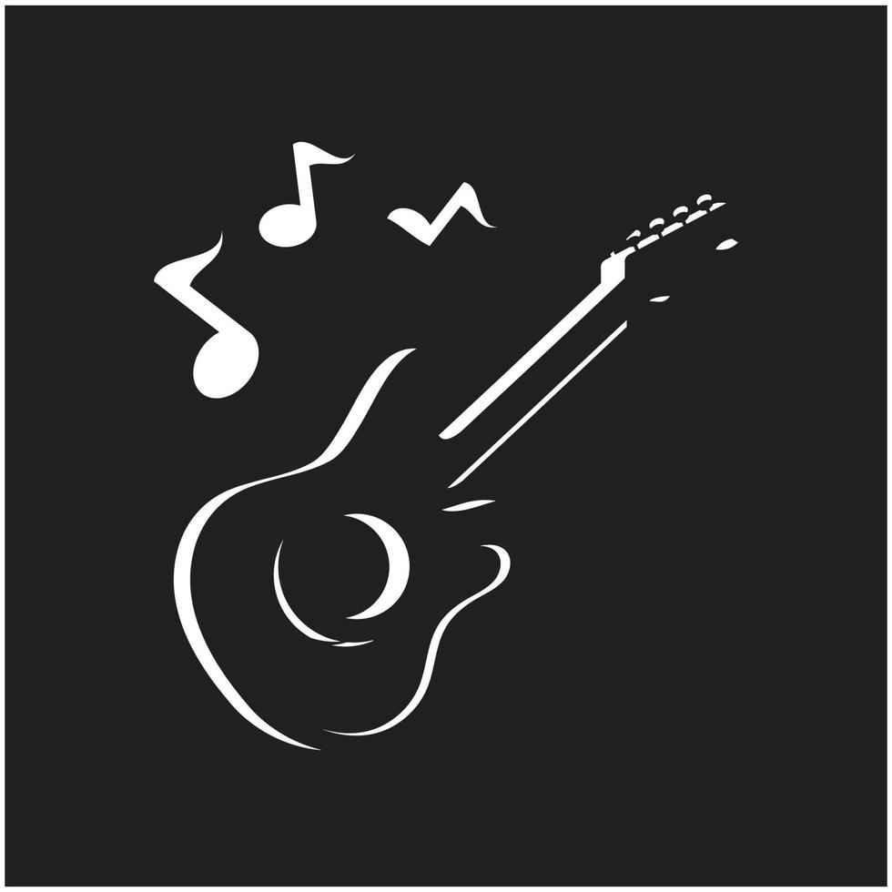 símbolo y vector de diseño de logotipo de ilustración de guitarra