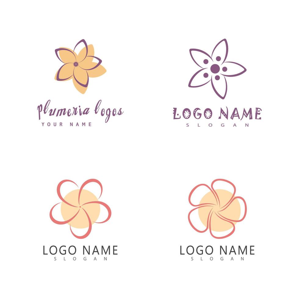 Beauty plumeria icon flowers design illustration symbol vector