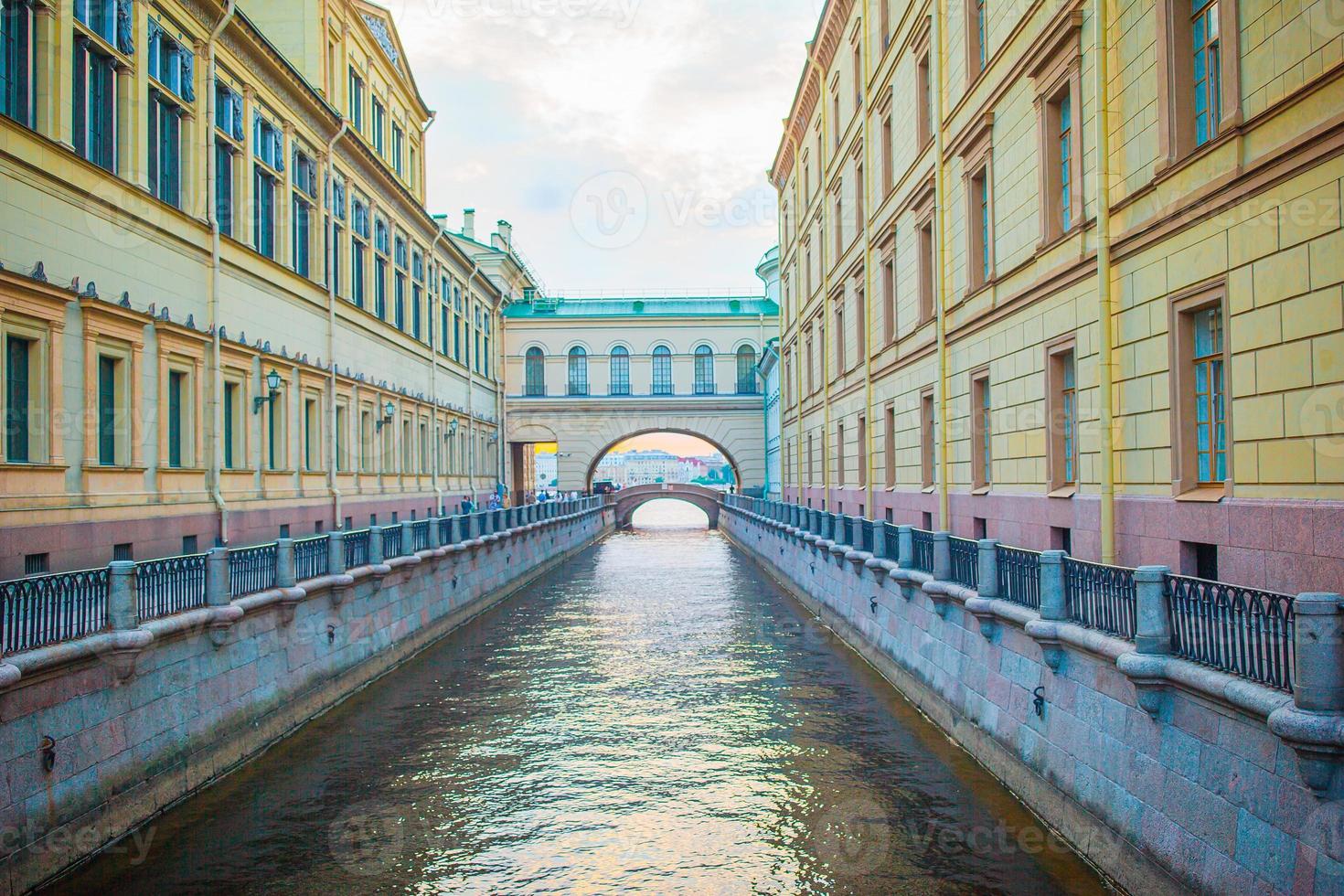 View of canal in beautiful city in Saint Petersburg photo