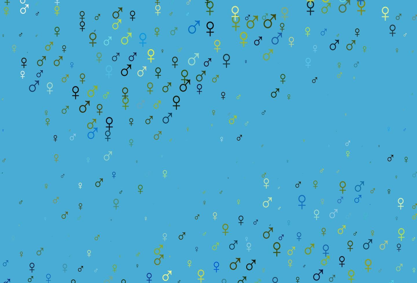 Light blue, yellow vector pattern with gender elements.