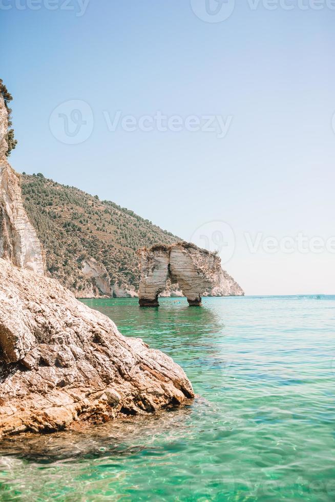 Stunning beautiful gorgeous view of tropical white beach and sea on sunny summer day photo