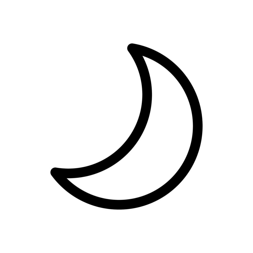 línea de icono de luna aislada sobre fondo blanco. icono negro plano y delgado en el estilo de contorno moderno. símbolo lineal y trazo editable. ilustración de vector de trazo simple y perfecto de píxeles