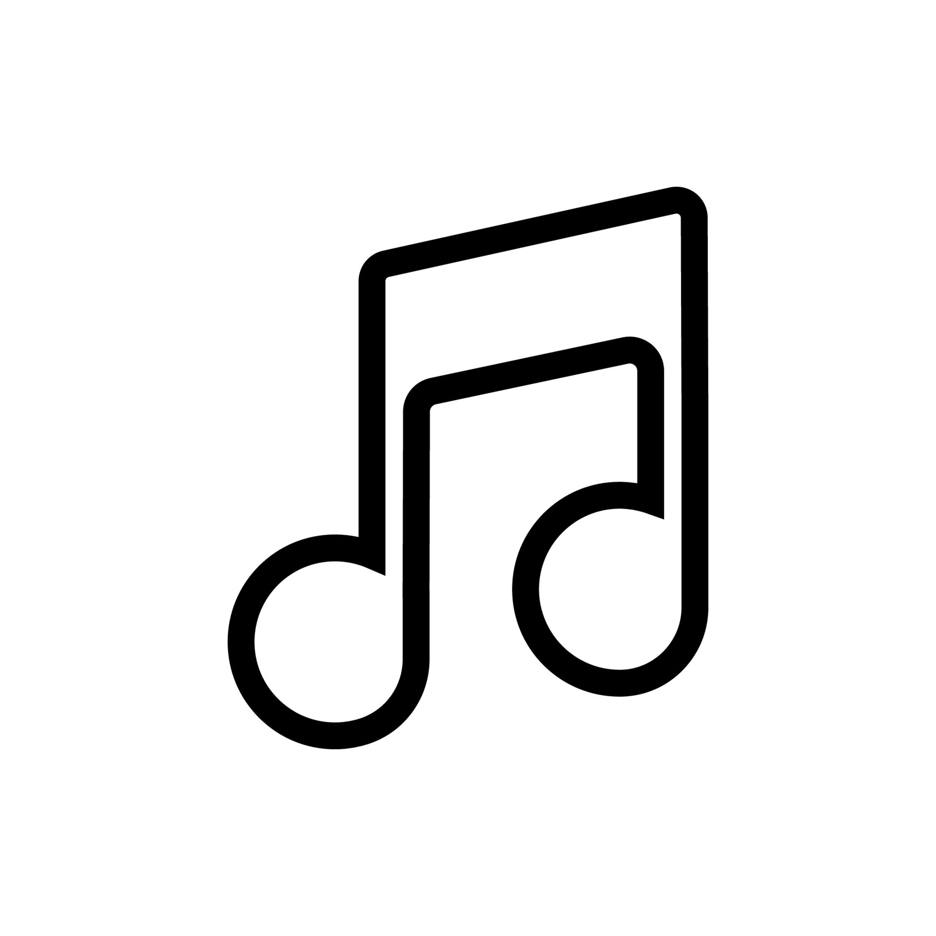 línea de icono de música aislada sobre fondo blanco. icono negro plano