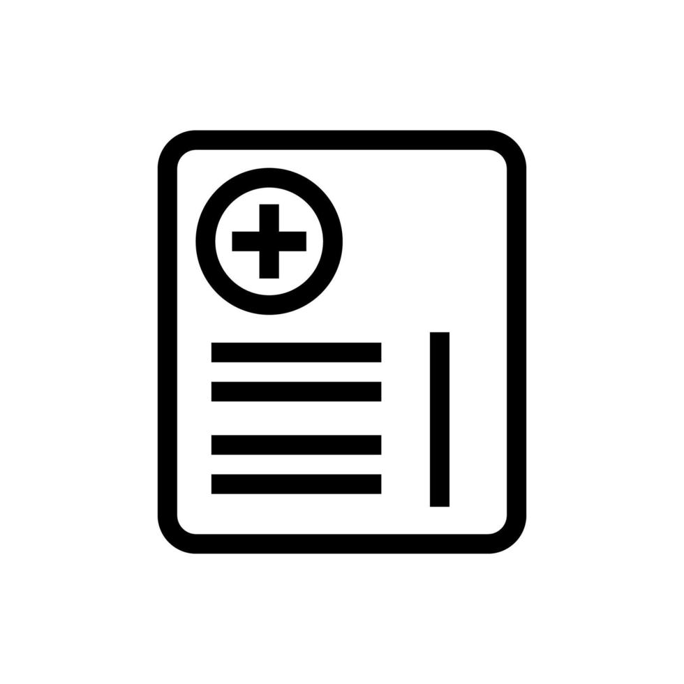 línea de icono de tarjeta médica aislada sobre fondo blanco. icono negro plano y delgado en el estilo de contorno moderno. símbolo lineal y trazo editable. ilustración de vector de trazo simple y perfecto de píxeles