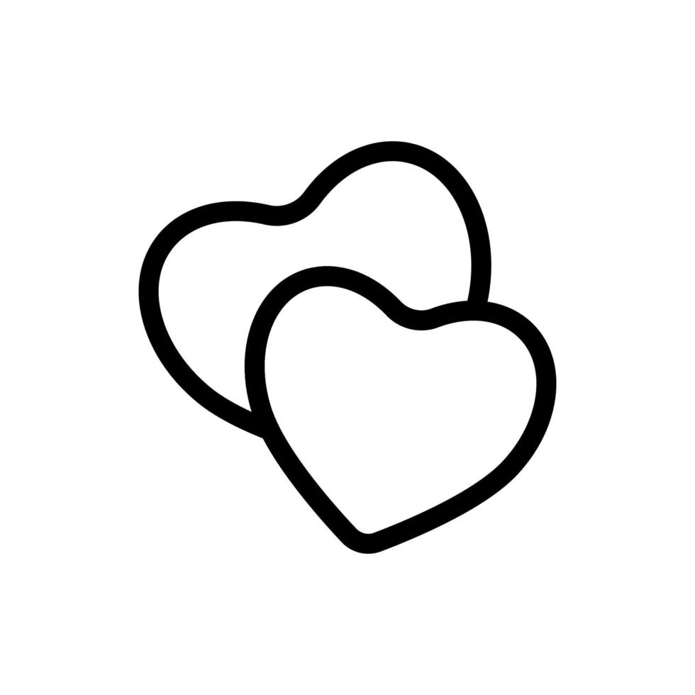 línea de icono de dos corazones aislada sobre fondo blanco. icono negro plano y delgado en el estilo de contorno moderno. símbolo lineal y trazo editable. ilustración de vector de trazo simple y perfecto de píxeles