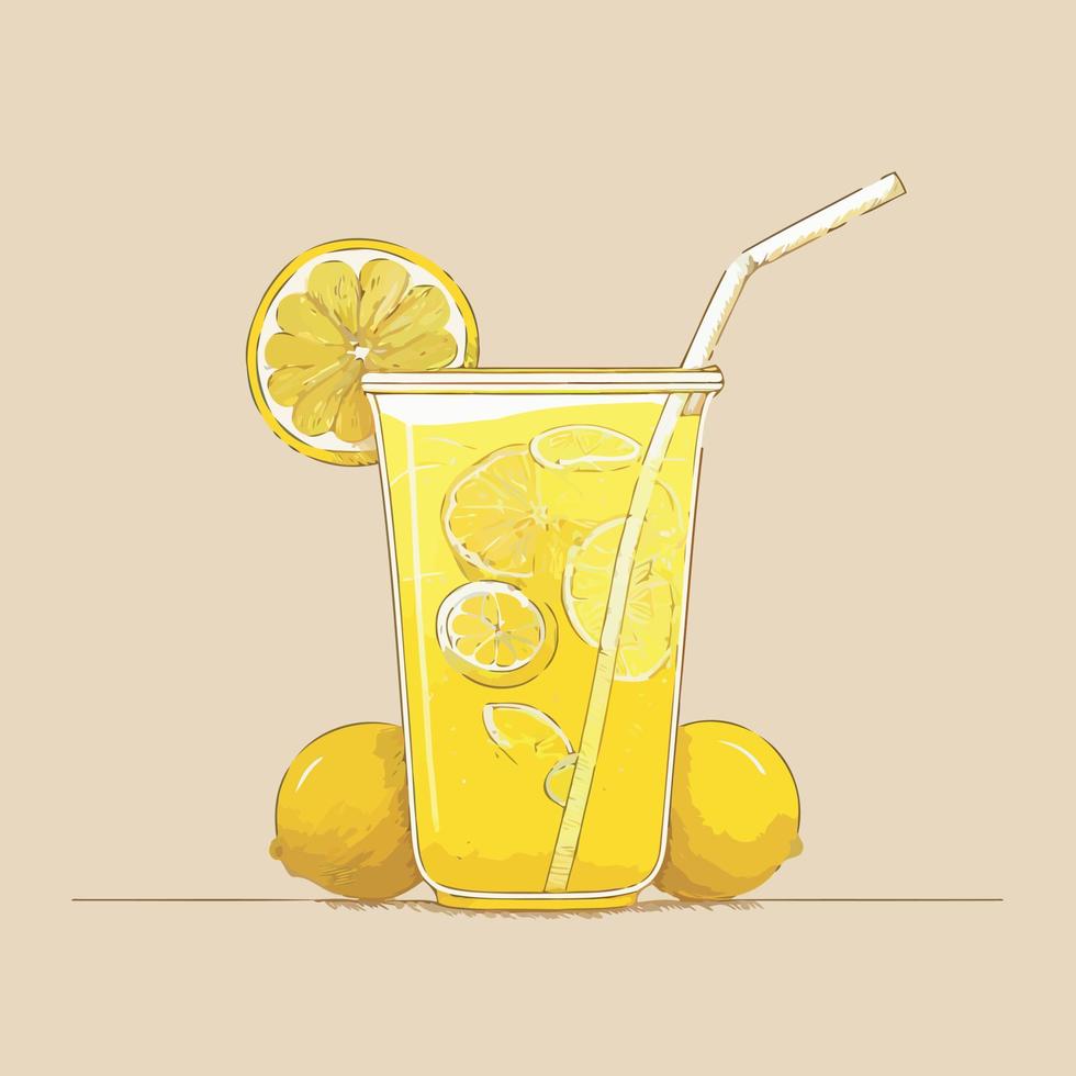 bebida de limonada en vaso de vidrio vector