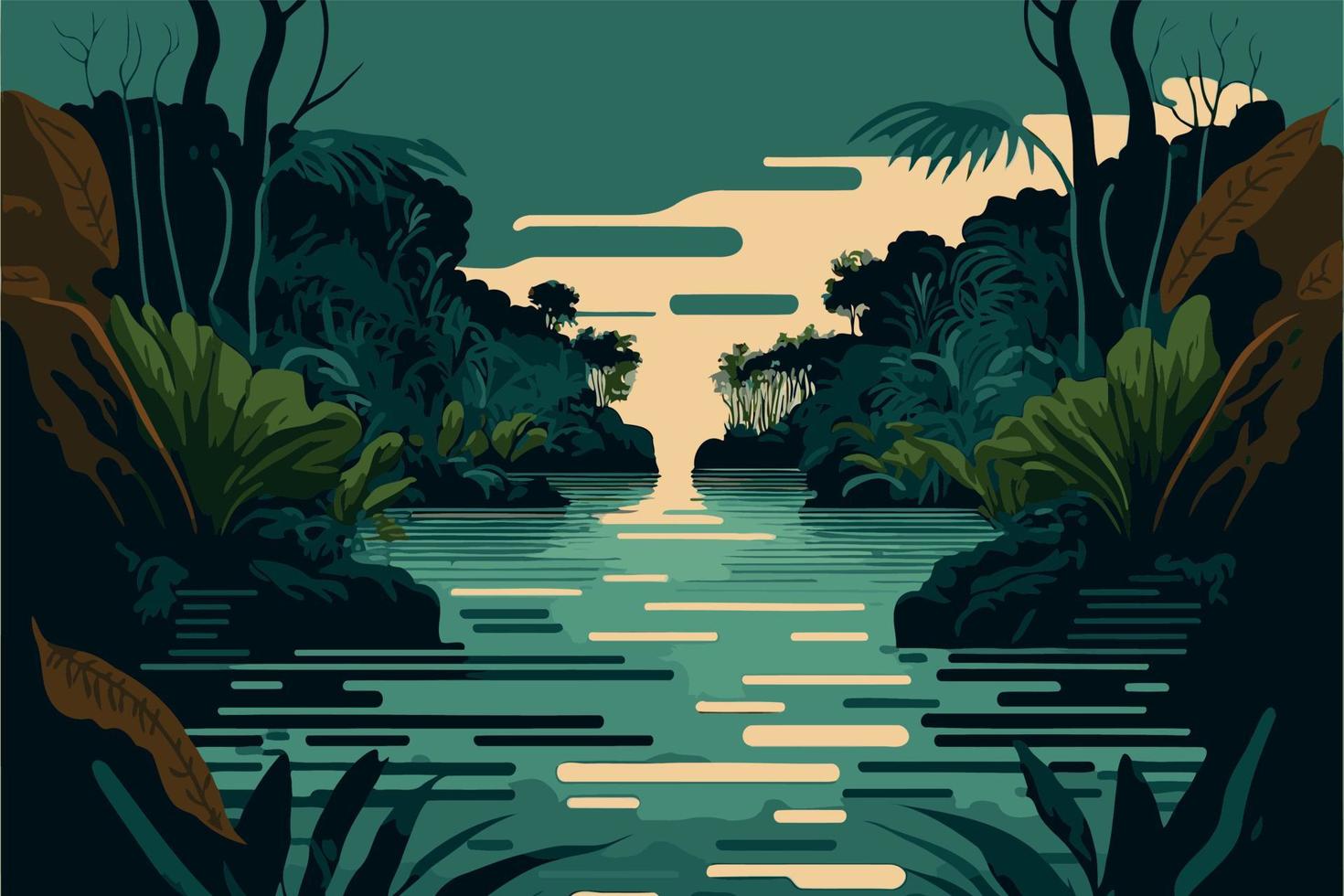 river in natural environment jungle vector