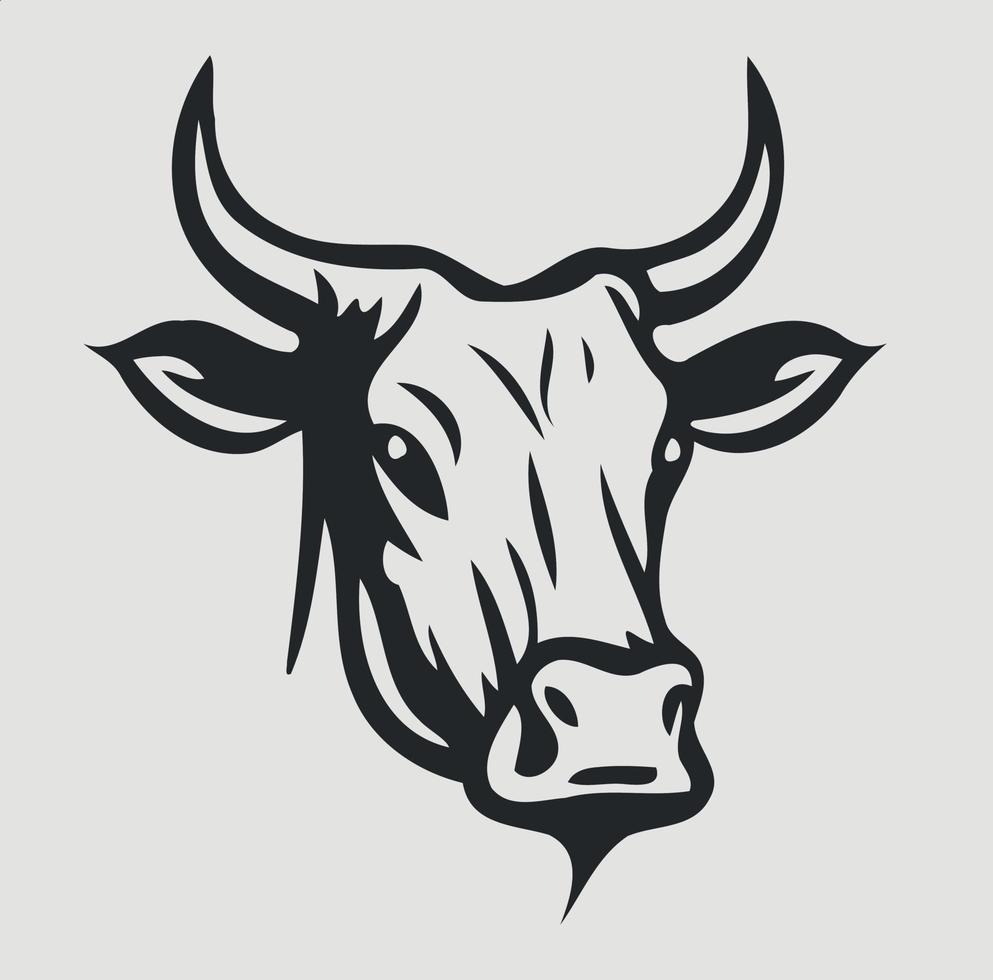 Minimalist lineart style symbol with cow animal head vector