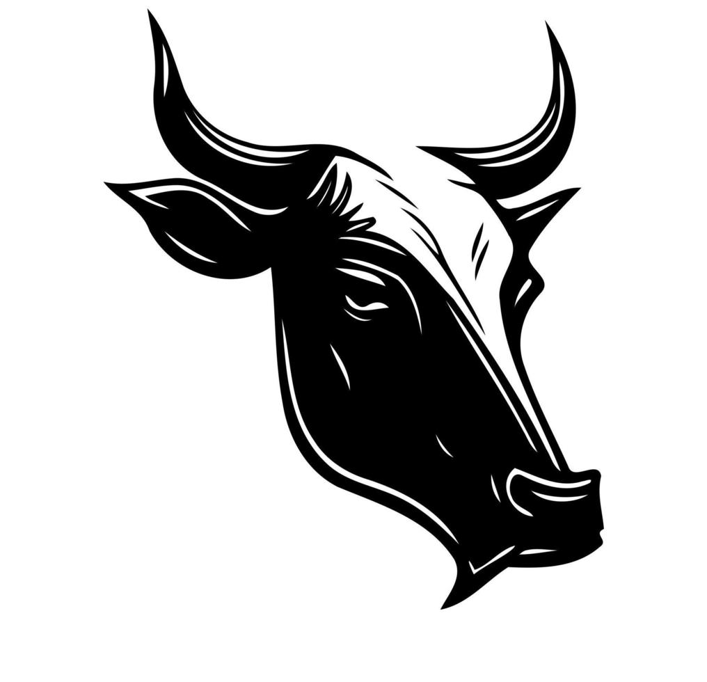 símbolo de estilo lineart minimalista con cabeza de animal de vaca vector