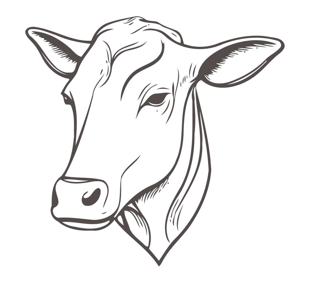 Minimalist lineart style symbol with cow animal head vector