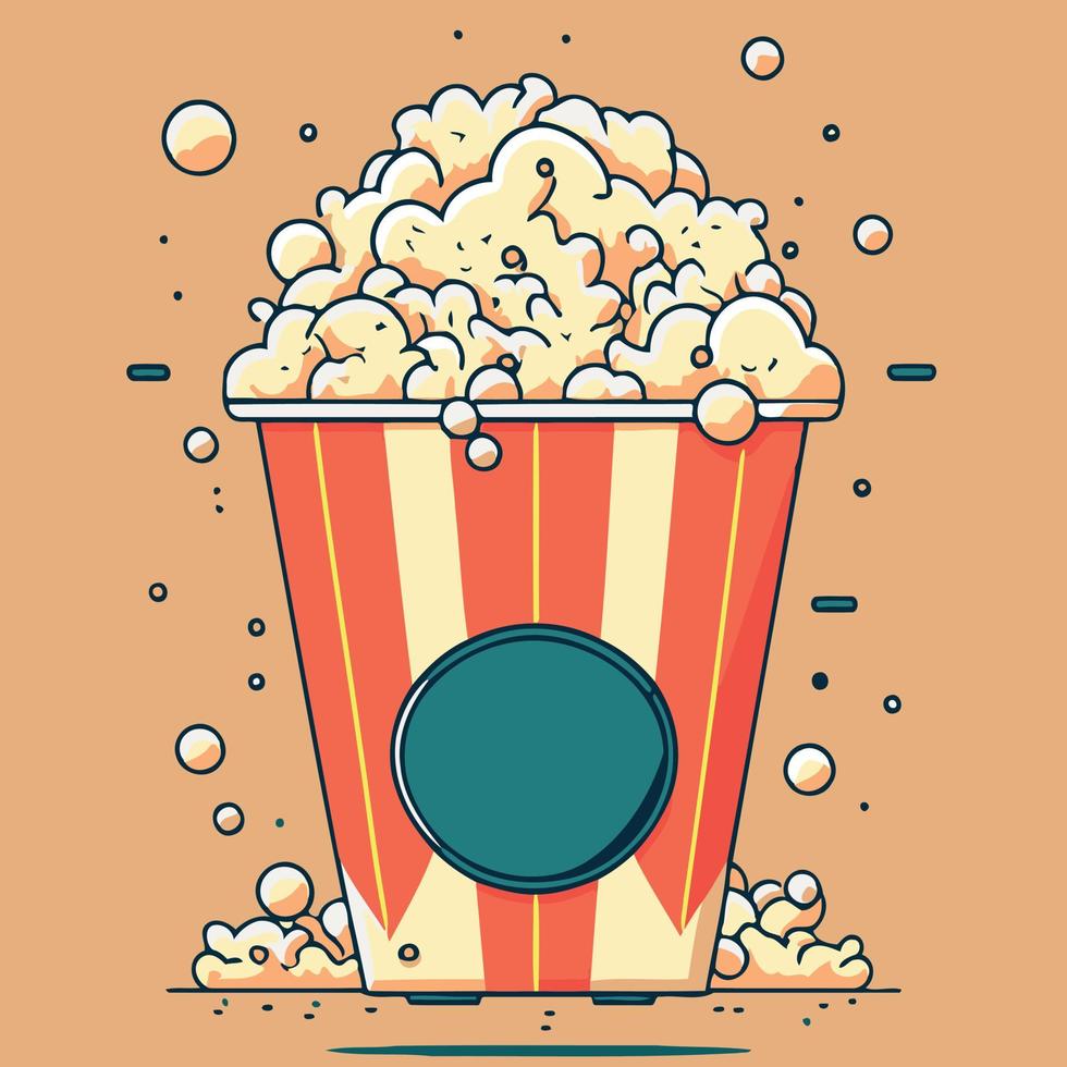 cinema style popcorn jar filled with popcorn vector