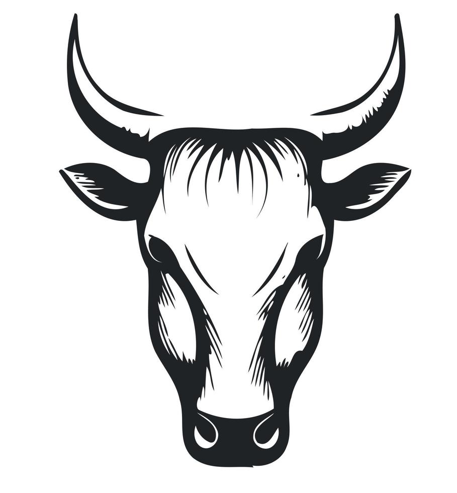 Minimalist lineart style symbol with cow animal head vector