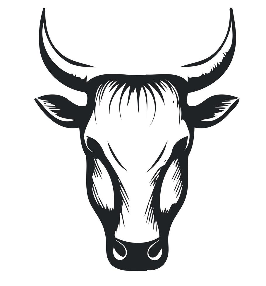 símbolo de estilo lineart minimalista con cabeza de animal de vaca vector