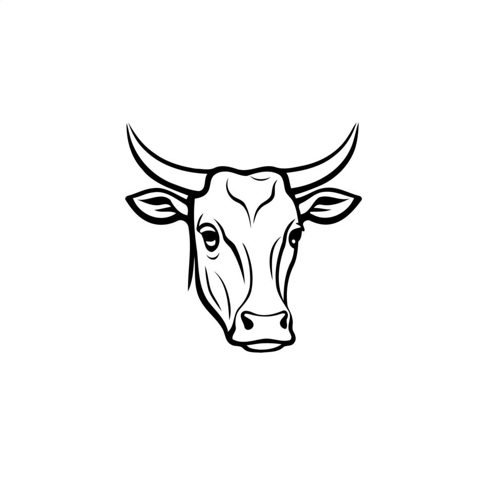 símbolo de estilo lineart minimalista con cabeza de animal de vaca vector