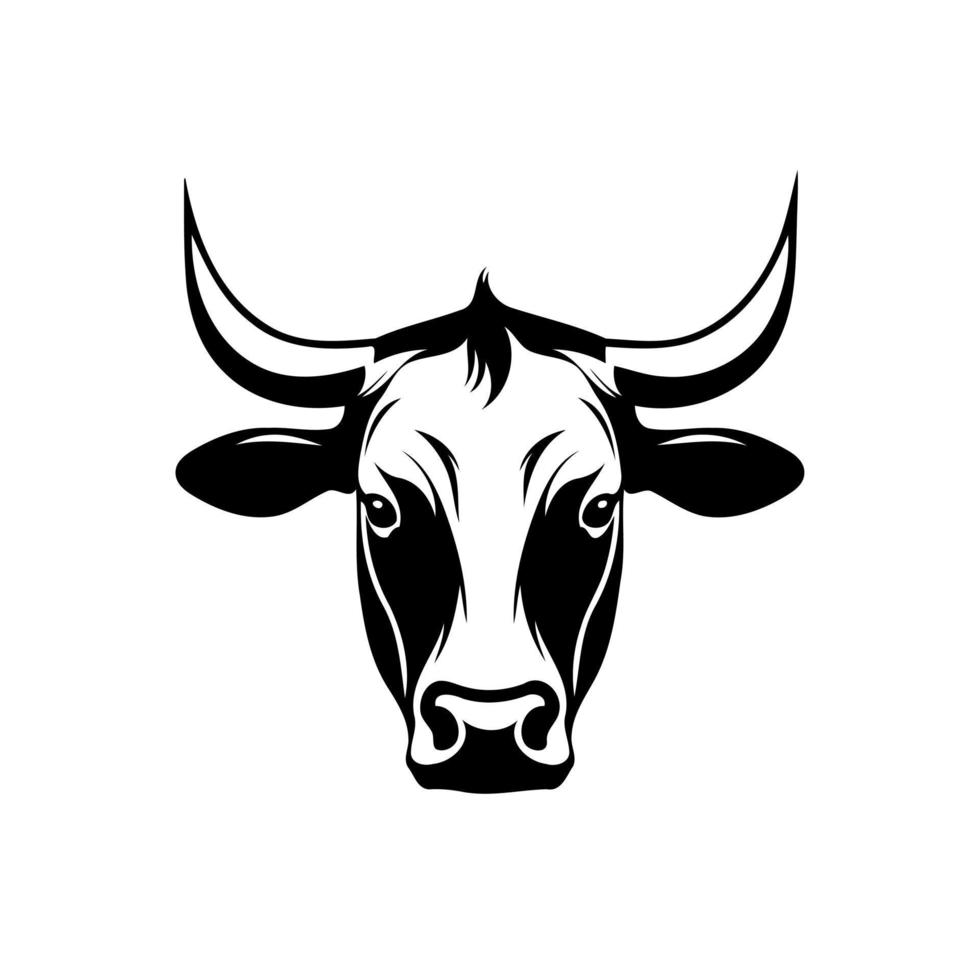 Minimalist lineart style symbol with cow animal head vector