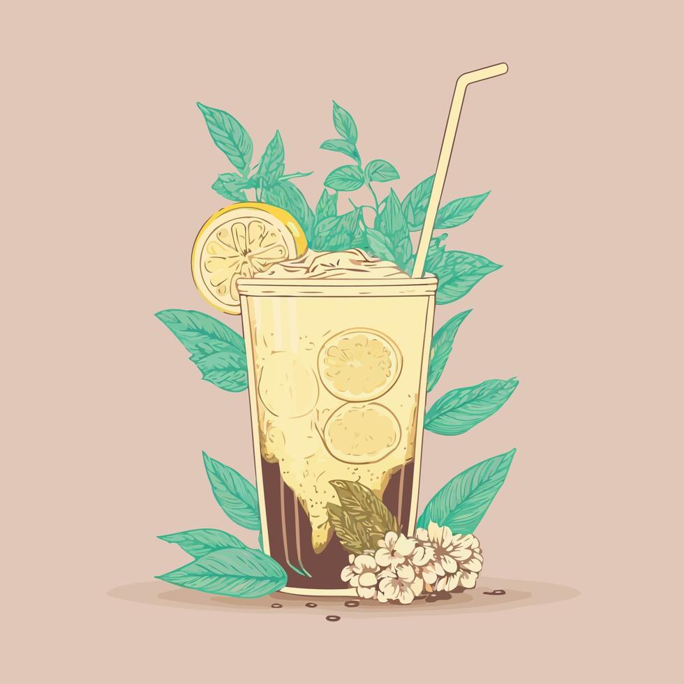 Lemonade drink in glass cup vector