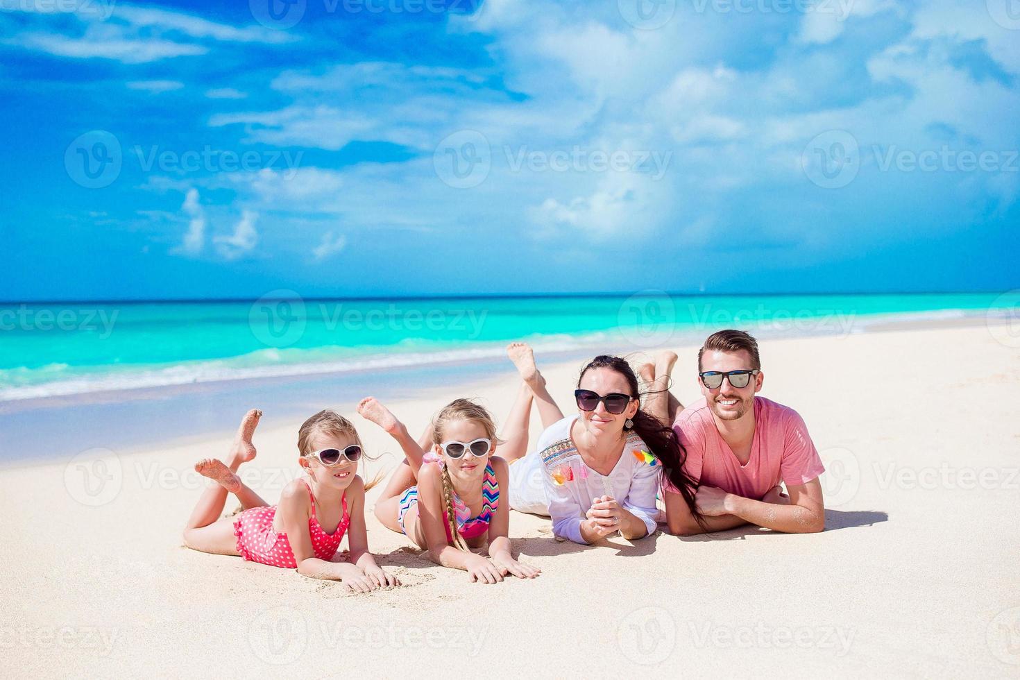 Family beach vacation at Caribbean photo