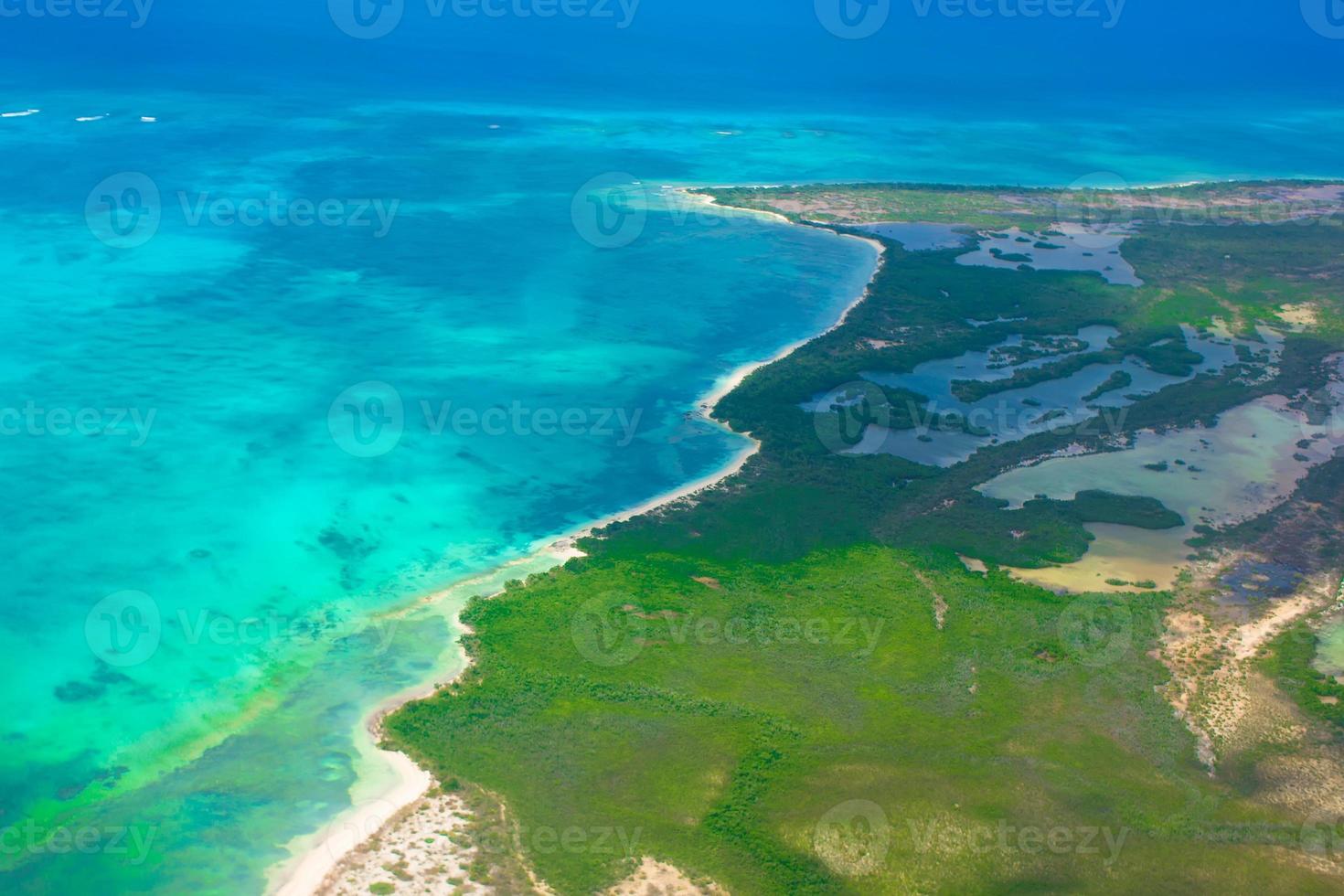 Beautiful perfect view of exotic islands from aircraft photo