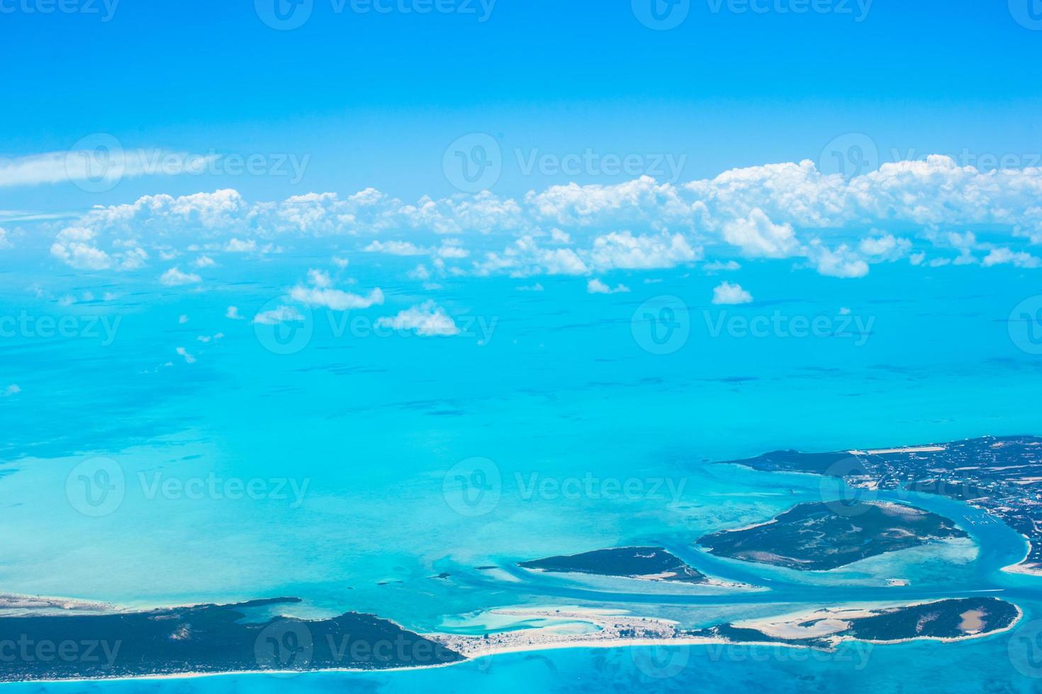 Beautiful perfect view of exotic islands from aircraft photo